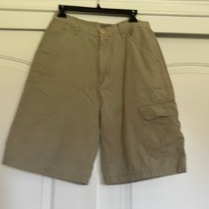 Khaki colored cargo shorts
